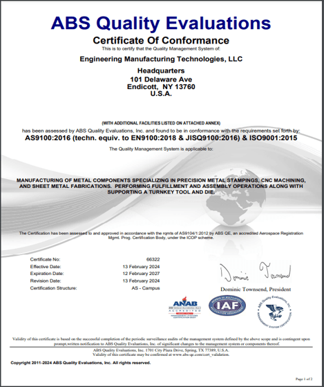 February 2024: EMT Achieved AS9100-Rev D Aerospace Certification | EMT ...